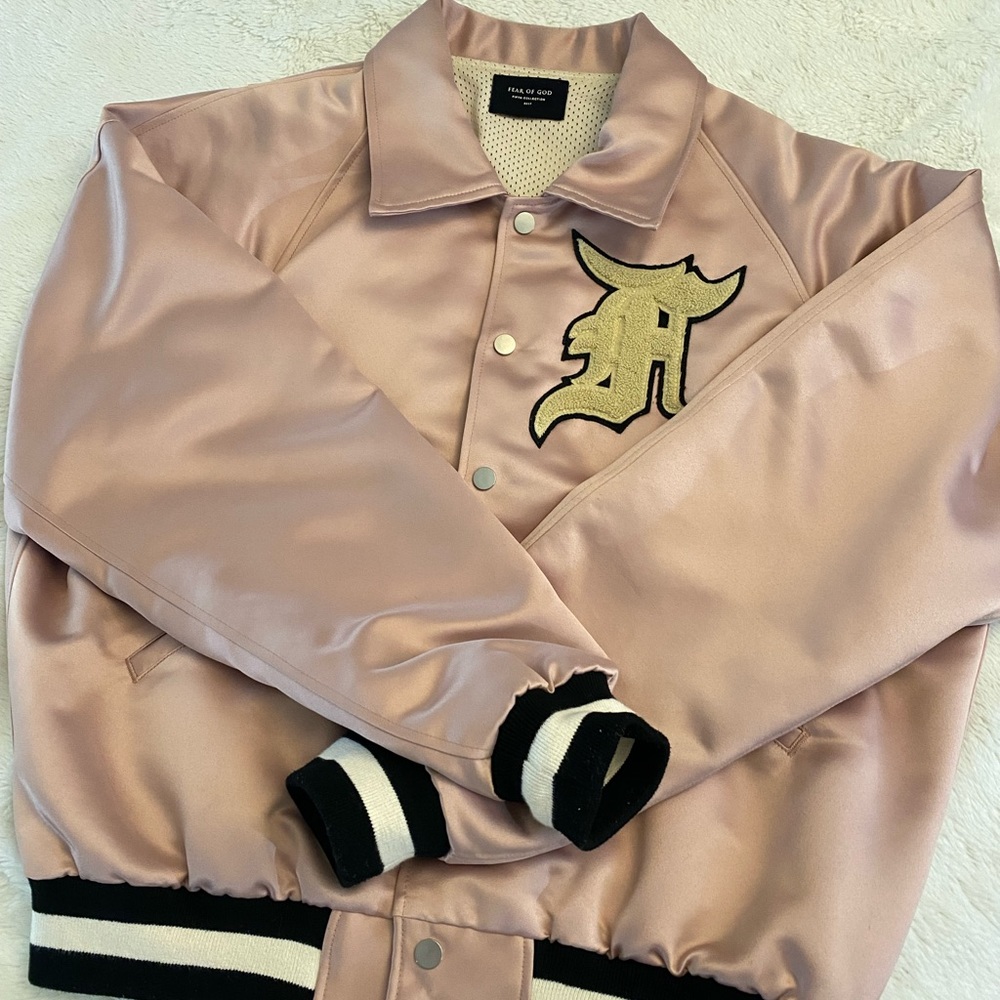 Fear of god 5th collection pink baseball jacket